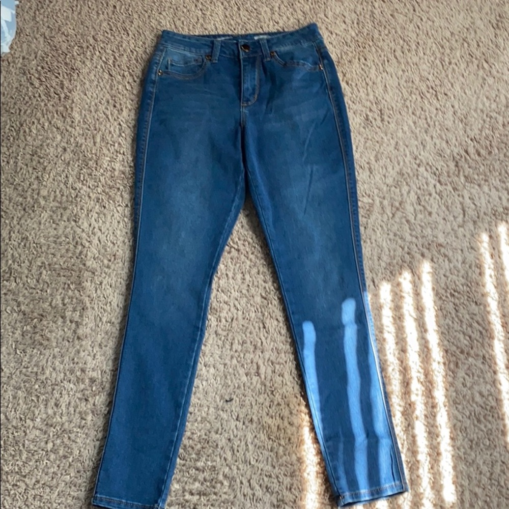 Blue high rise skinny jeans